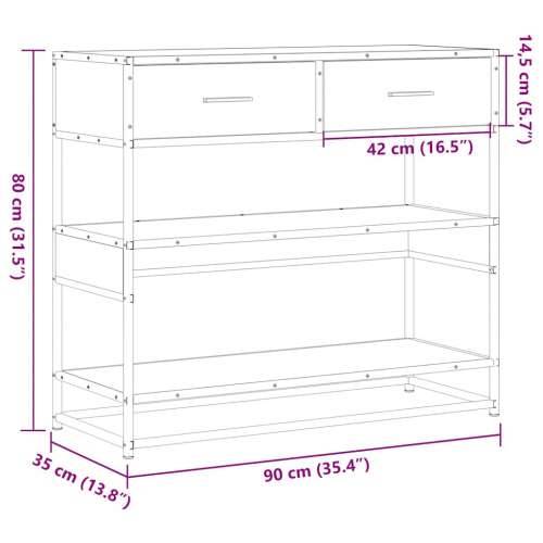 Konzolni stol boja hrasta 90x35x80 cm konstruirano drvo - Dimljeni hrast 1 Cijena