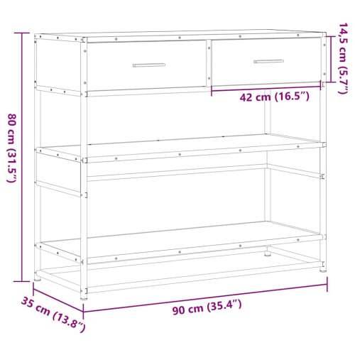 Konzolni stol boja hrasta 90x35x80 cm konstruirano drvo - Smeđi hrast 1 Cijena