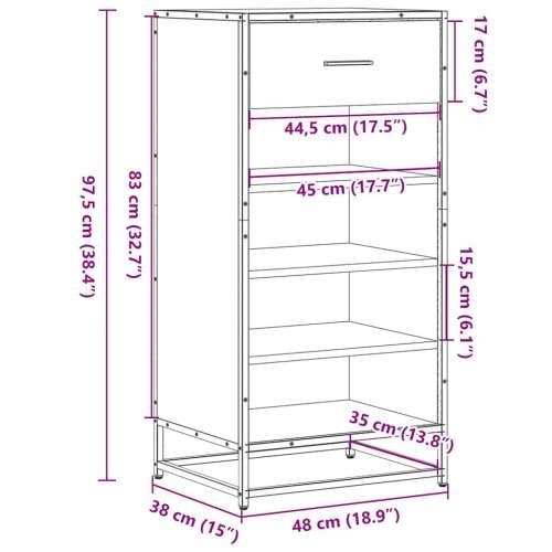 Stalak za cipele boja hrasta 48x38x97,5 cm konstruirano drvo - Dimljeni hrast 1 4 Cijena