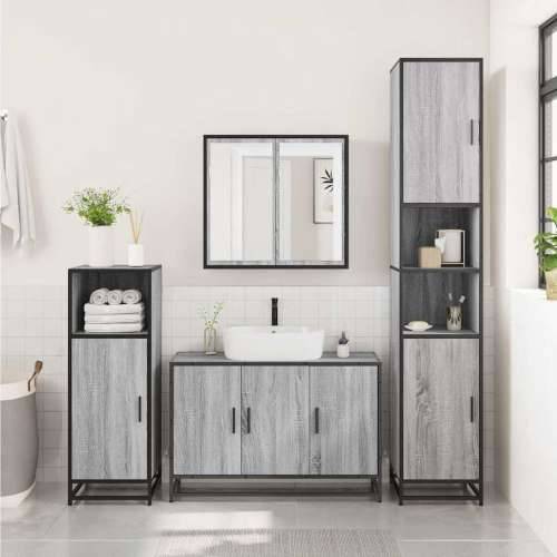 Kupaonski ormarić za Lavabo - Umivaonik boja hrasta 90x33x60 cm drveni - Sivi hrast sonoma 1 Cijena