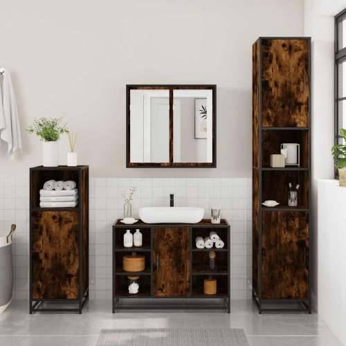 Kupaonski ormarić za Lavabo - Umivaonik boja hrasta 80x33x60 cm drveni - Dimljeni hrast 1 Cijena