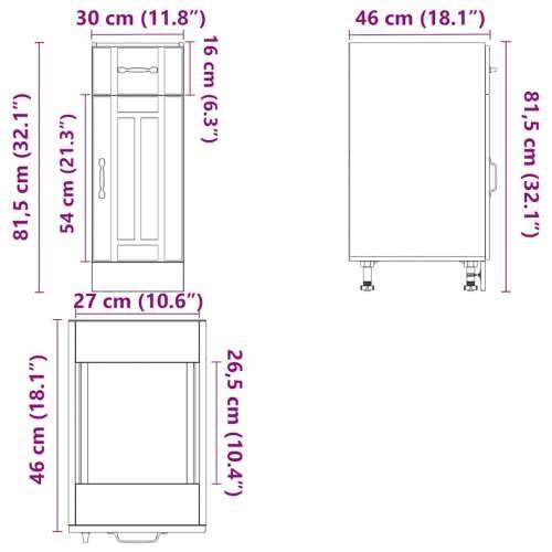 Donji kuhinjski ormarić Lucca crni konstruirano drvo - Crna 30 x 46 x 81.5 cm 1 1x bottom cabinet (1 door 1 drawer) Cijena