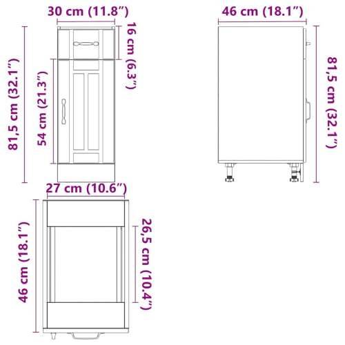 Donji kuhinjski ormarić Lucca boja hrasta konstruirano drvo - sonoma hrast 30 x 46 x 81.5 cm 1 1x bottom cabinet (1 door 1 drawe Cijena