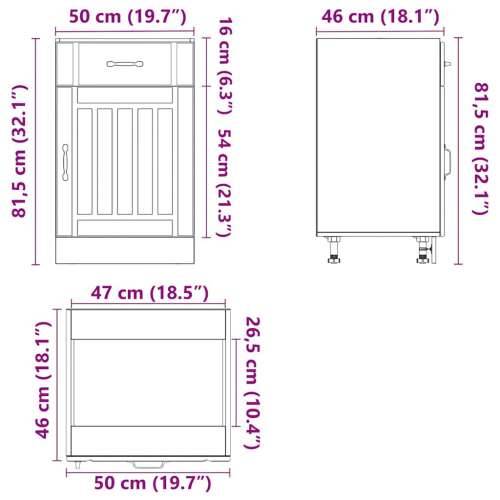 Donji kuhinjski ormarić Lucca boja betona konstruirano drvo - Beton siva 50 x 46 x 81.5 cm 1 1x bottom cabinet (1 door 1 drawer) Cijena