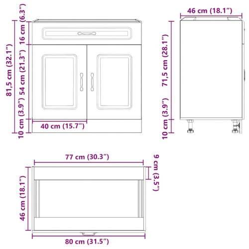 Donji kuhinjski ormarić Lucca bijeli konstruirano drvo - Bijela 1 1 x donji ormarić (2 vrata i 2 ladice) 80 cm Cijena