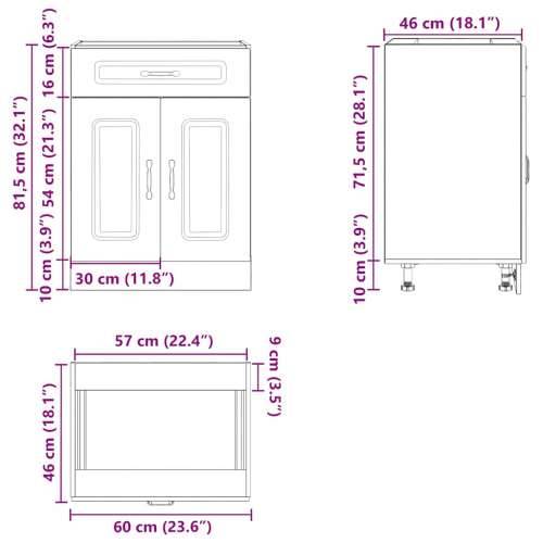 Donji kuhinjski ormarić Lucca boja hrasta konstruirano drvo - Dimljeni hrast 1 1 x donji ormarić (2 vrata i 2 ladice) 80 cm Cijena