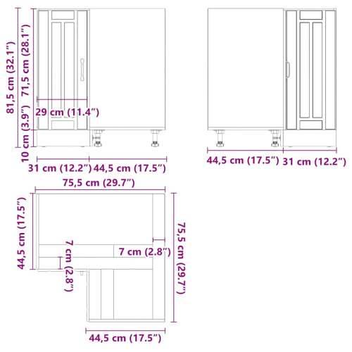 Kuhinjski kutni donji ormarić Lucca sjaj bijeli drveni - Beton siva 75.5 x 75.5 x 81.5 cm 1 1x corner bottom cabinet (2 doors) Cijena