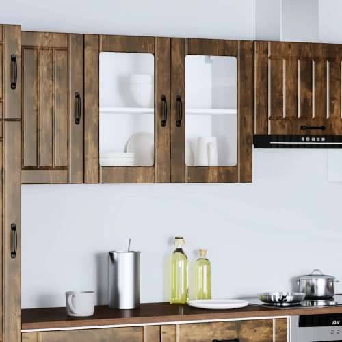 Kuhinjski zidni ormarić sa staklenim vratima Lucca boja hrasta - Dimljeni hrast 80 x 31 x 60 cm 1 1x wall glass cabinet (2 doors Cijena
