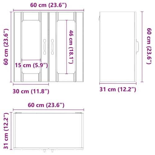 Kuhinjski zidni ormarić sa staklenim vratima Lucca crni drveni - Crna 1 1 x zidni stakleni ormarić (2 vrata) 60 cm Cijena