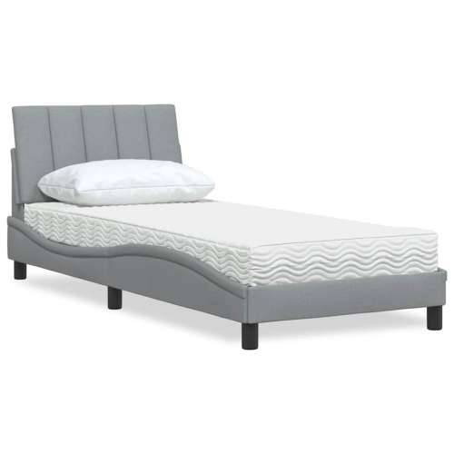 Krevet s madracem svjetlosivi 90x190 cm od tkanine - Svjetlosiva 90 x 190 cm Cijena