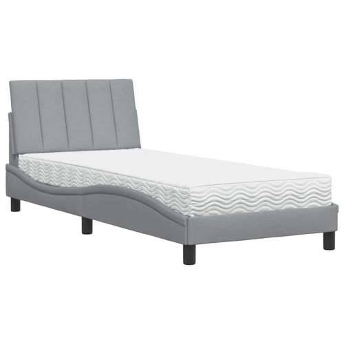Krevet s madracem svjetlosivi 90x190 cm od tkanine - Svjetlosiva 90 x 190 cm Cijena