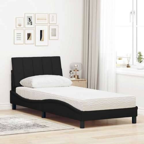 Krevet s madracem crni 90x200 cm od tkanine - Crna 90 x 200 cm Cijena