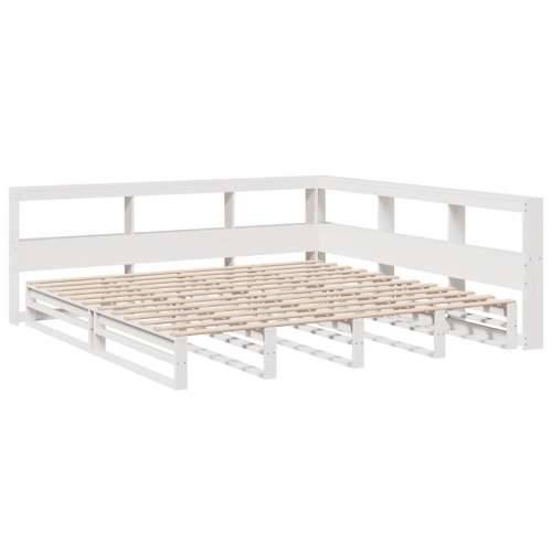 Krevet s regalom z knjige bez madraca bijeli 180x200cm borovina - Bijela 180 x 200 cm Cijena