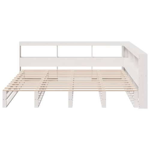 Krevet s regalom z knjige bez madraca bijeli 180x200cm borovina - Bijela 180 x 200 cm Cijena