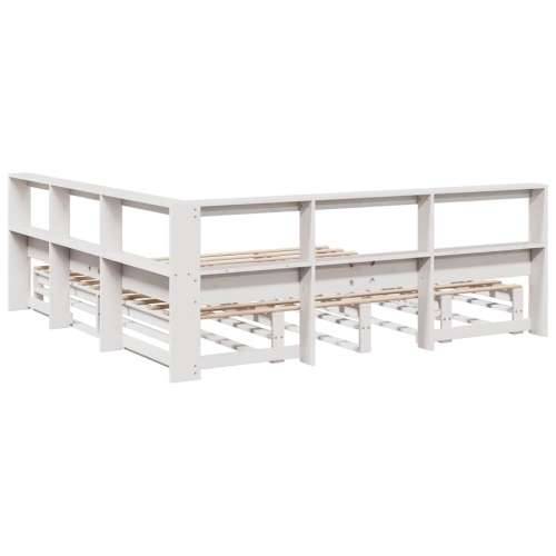 Krevet s regalom z knjige bez madraca bijeli 180x200cm borovina - Bijela 180 x 200 cm Cijena