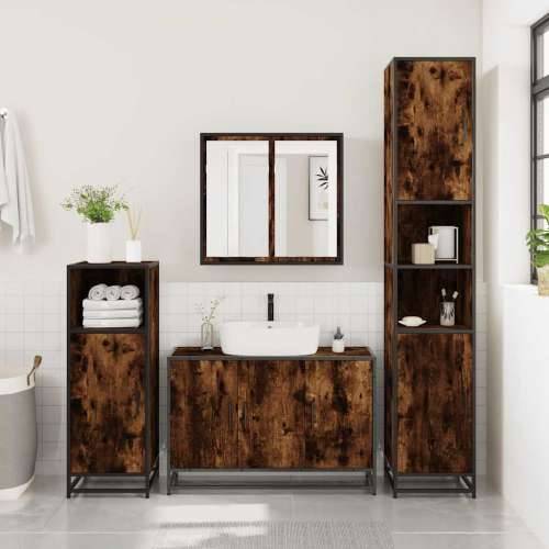 Kupaonski ormarić za Lavabo - Umivaonik boja hrasta 90x33x60 cm drveni - Dimljeni hrast 1 Cijena