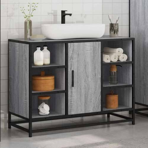 Kupaonski ormarić za Lavabo - Umivaonik boja hrasta 80x33x60 cm drveni - Sivi hrast sonoma 1 Cijena
