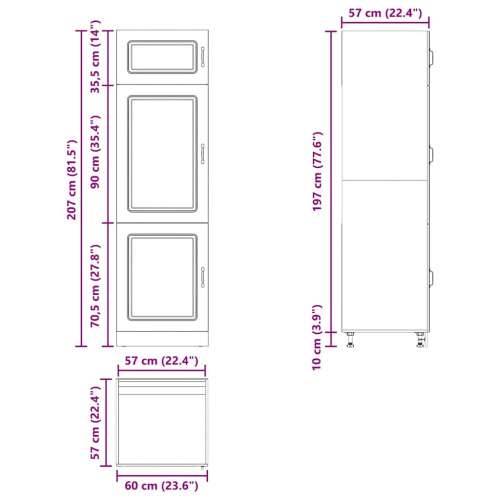 Kuhinjski ormarić Kalmar bijeli konstruirano drvo - Bijela 60 x 57 x 207 cm 1 1x cupboard Cijena