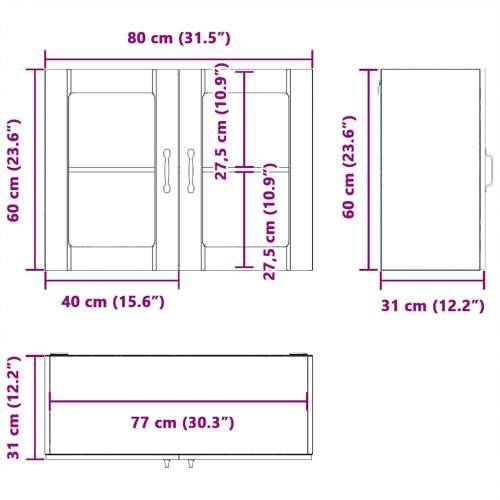 Kuhinjski zidni ormarić sa staklenim vratima Lucca bijeli - Bijela 1 1 x zidni stakleni ormarić (2 vrata) 80 cm Cijena