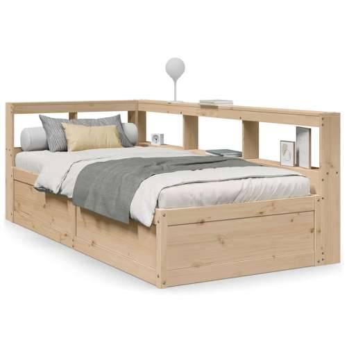 Krevet s regalom za knjige bez madraca 90x190 cm od borovine - Prirodna 90 x 190 cm Cijena