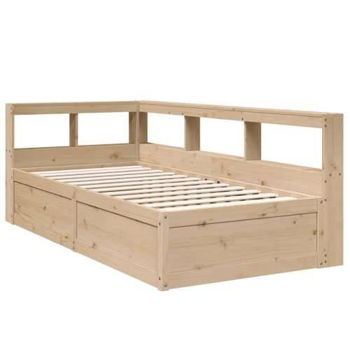 Krevet s regalom za knjige bez madraca 90x190 cm od borovine - Prirodna 90 x 190 cm Cijena