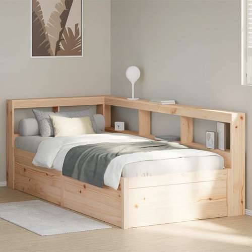 Krevet s regalom za knjige bez madraca 90x190 cm od borovine - Prirodna 90 x 190 cm Cijena