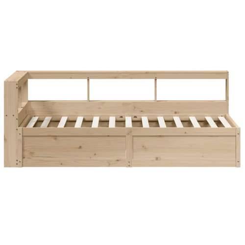 Krevet s regalom za knjige bez madraca 90x190 cm od borovine - Prirodna 90 x 190 cm Cijena