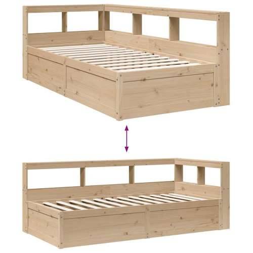 Krevet s regalom za knjige bez madraca 90x190 cm od borovine - Prirodna 90 x 190 cm Cijena