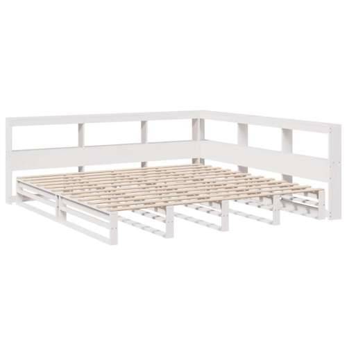 Krevet s regalom z knjige bez madraca bijeli 200x200cm borovina - Bijela 200 x 200 cm Cijena