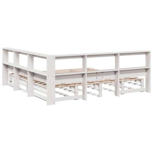 Krevet s regalom z knjige bez madraca bijeli 200x200cm borovina - Bijela 200 x 200 cm Cijena