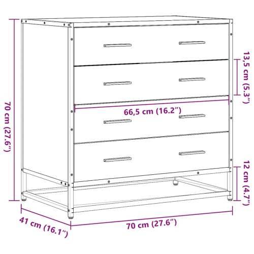 Ormar s ladicama dimljeni hrast 70x41x70 cm konstruirano drvo - Dimljeni hrast 1 Cijena
