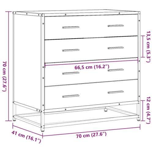 Ormar s ladicama smeđi hrast 70x41x70 cm izrađeno drvo - Smeđi hrast 1 Cijena
