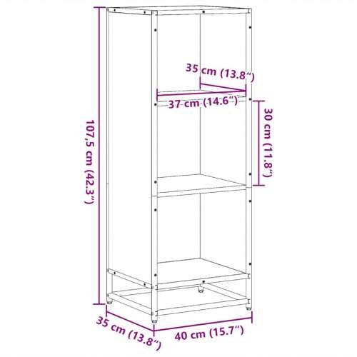 Ormar za knjige sivi sonoma 40x35x107,5 cm izrađeno drvo - Sivi hrast sonoma 1 107.5 cm 40 cm Cijena