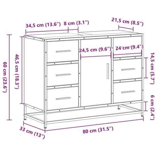 Kupaonski ormarić za Lavabo - Umivaonik boja hrasta 80x33x60 cm drveni - Sivi hrast sonoma 1 Cijena