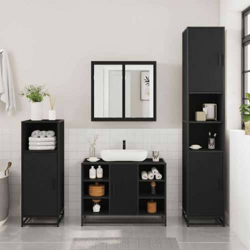 Kupaonski ormarić za Lavabo - Umivaonik crni 80 x 33 x 60 cm drveni - Crna 1 Cijena
