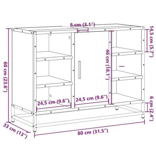 Kupaonski ormarić za Lavabo - Umivaonik crni 80 x 33 x 60 cm drveni - Crna 1 Cijena