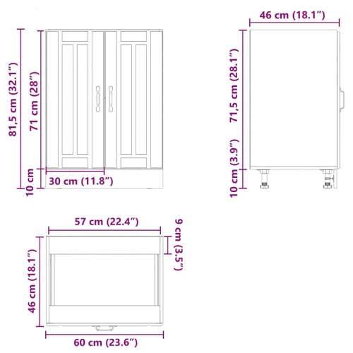 Donji ormarić za Lavabo - Umivaonik Lucca bijeli konstruirano drvo - Bijela 1 1 x donji ormarić (2 vrata) 60 cm Cijena