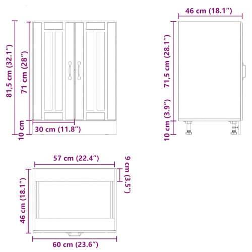 Donji ormarić za Lavabo - Umivaonik Lucca boja hrasta konstruirano drvo - Dimljeni hrast 1 1 x donji ormarić (2 vrata) 60 cm Cijena