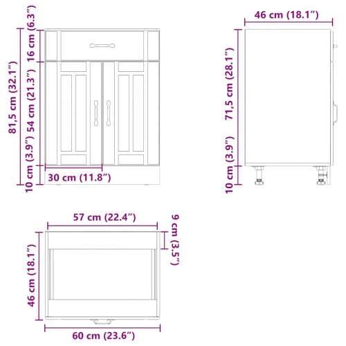 Donji kuhinjski ormarić Lucca boja hrasta konstruirano drvo - Dimljeni hrast 1 1 x donji ormarić (2 vrata i 1 ladica) 60 cm Cijena