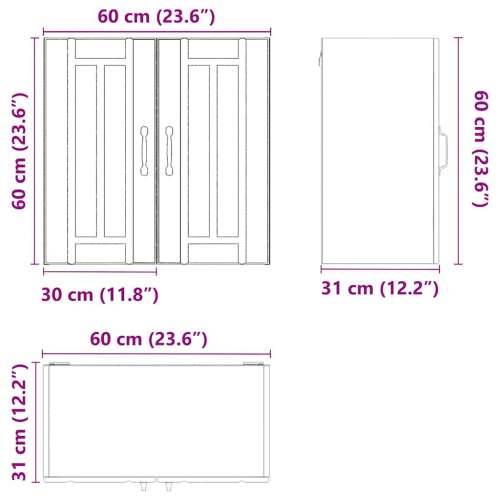 Kuhinjski zidni ormarić Lucca bijeli konstruirano drvo - Bijela 1 1 x zidni ormarić (2 vrata) 60 cm Cijena