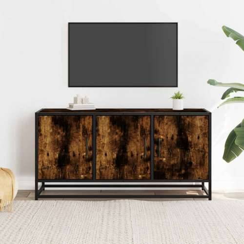 TV ormarić dimljeni hrast 100x35x50cm konstruirano drvo i metal - Dimljeni hrast 1 Cijena