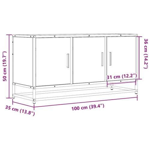 TV ormarić smeđi hrast 100x35x50 cm Konstruirano drvo i metal - Smeđi hrast 1 Cijena