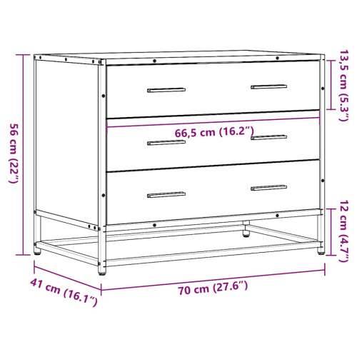 Ormarić s ladicama Siva Sonoma 70x41x56 cm Konstruirano drvo - Sivi hrast sonoma 1 Cijena
