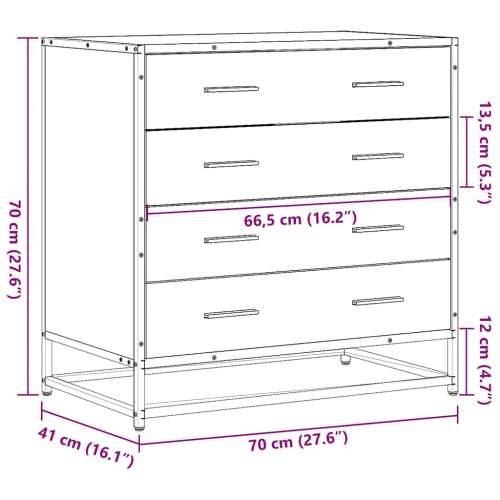 Ormarić s ladicama Siva Sonoma 70x41x70 cm Konstruirano drvo - Sivi hrast sonoma 1 Cijena