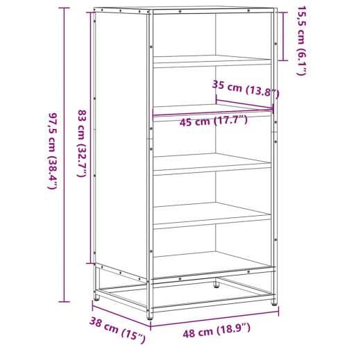 Stalak za cipele boja hrasta 48x38x97,5 cm konstruirano drvo - Smeđi hrast 10 1 Cijena