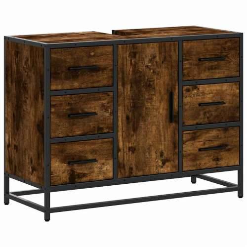 Kupaonski ormarić za Lavabo - Umivaonik boja hrasta 80x33x60 cm drveni - Dimljeni hrast 1 Cijena