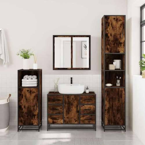 Kupaonski ormarić za Lavabo - Umivaonik boja hrasta 80x33x60 cm drveni - Dimljeni hrast 1 Cijena