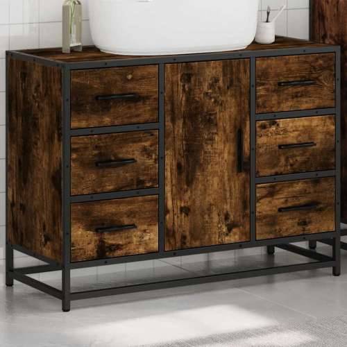 Kupaonski ormarić za Lavabo - Umivaonik boja hrasta 80x33x60 cm drveni - Dimljeni hrast 1 Cijena