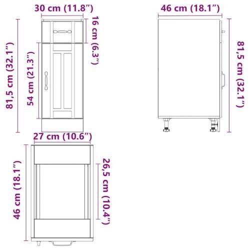 Donji kuhinjski ormarić Lucca bijeli konstruirano drvo - Bijela 30 x 46 x 81.5 cm 1 1x bottom cabinet (1 door 1 drawer) Cijena