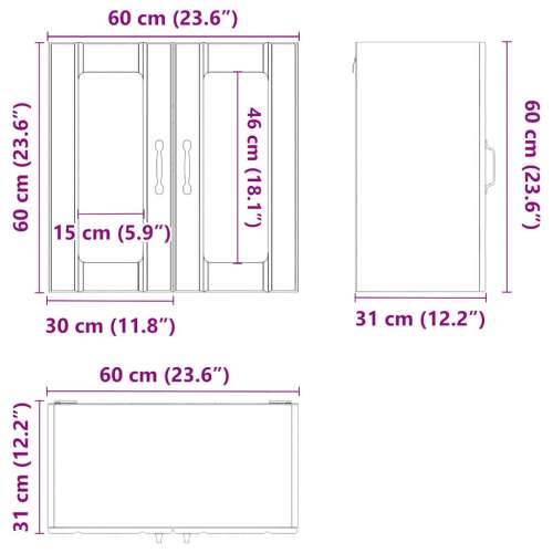Kuhinjski zidni ormarić sa staklenim vratima Lucca bijeli - Bijela 1 1 x zidni stakleni ormarić (2 vrata) 60 cm Cijena